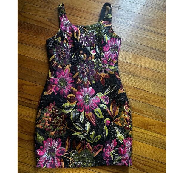Ladakh Floral Shimmer Mini Dress - Picture 1 of 7